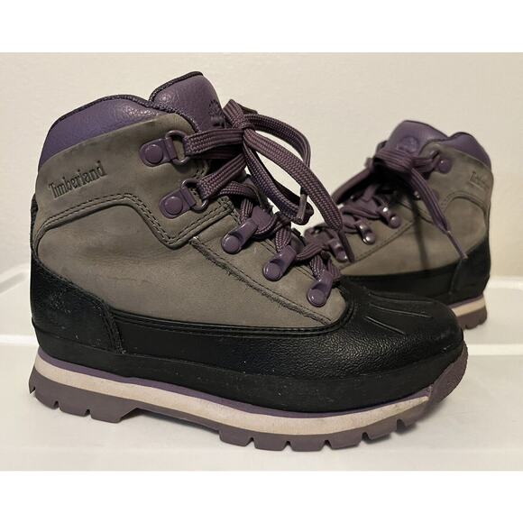 Timberland Euro Hiker Shell Toe Boots Purple Gray Unisex Child Size 13 - Picture 1 of 13
